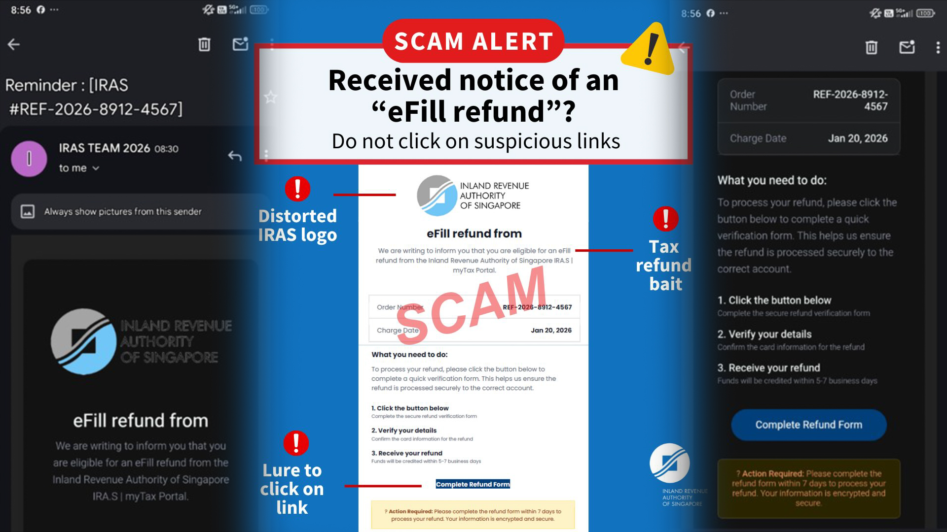 IRAS: Another scammer impersonates tax official, falsely claiming to offer tax refunds via fake email addresses