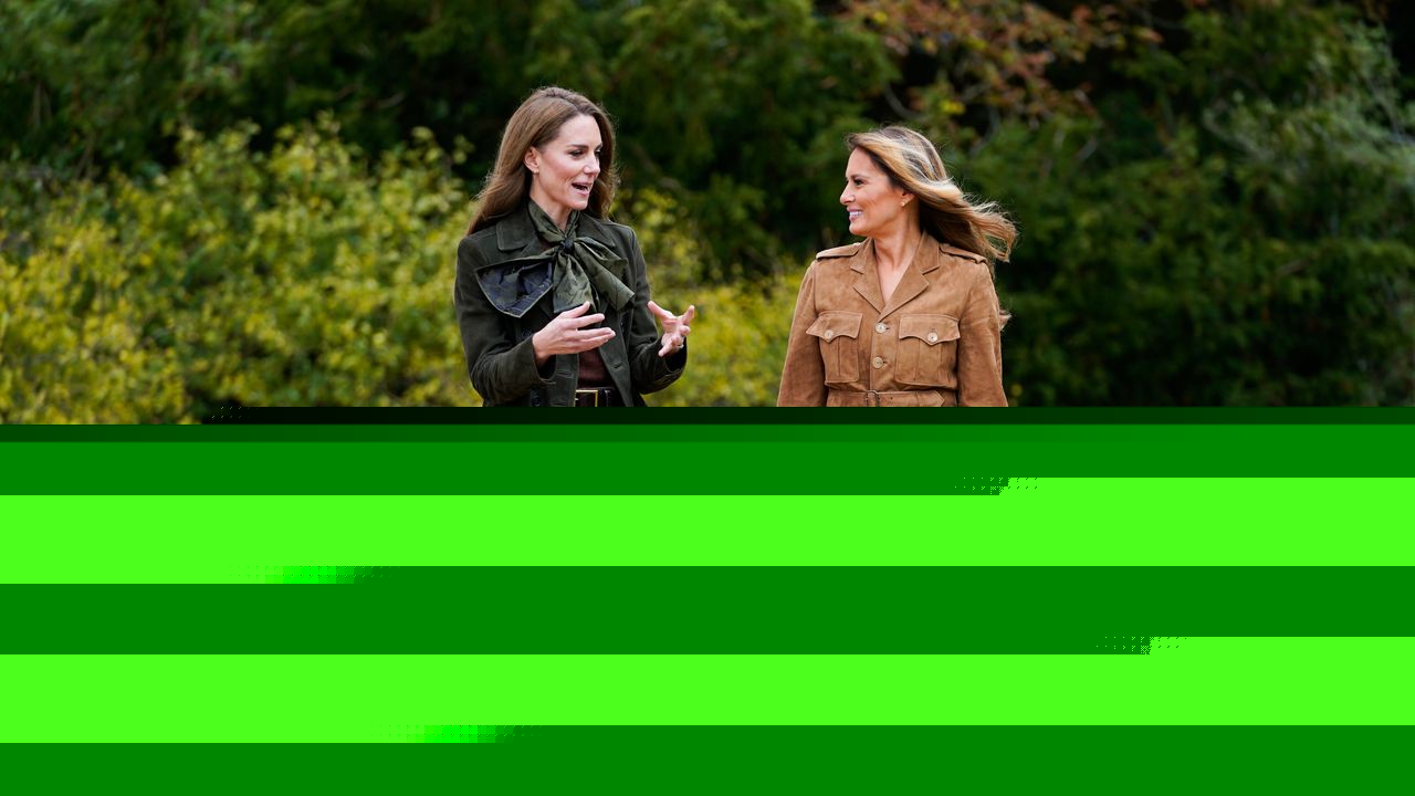 A nod to Diana? Kate Middleton opts for her late mother-in-law's favourite pussybow style as she and Melania Trump step out for their first joint engagement