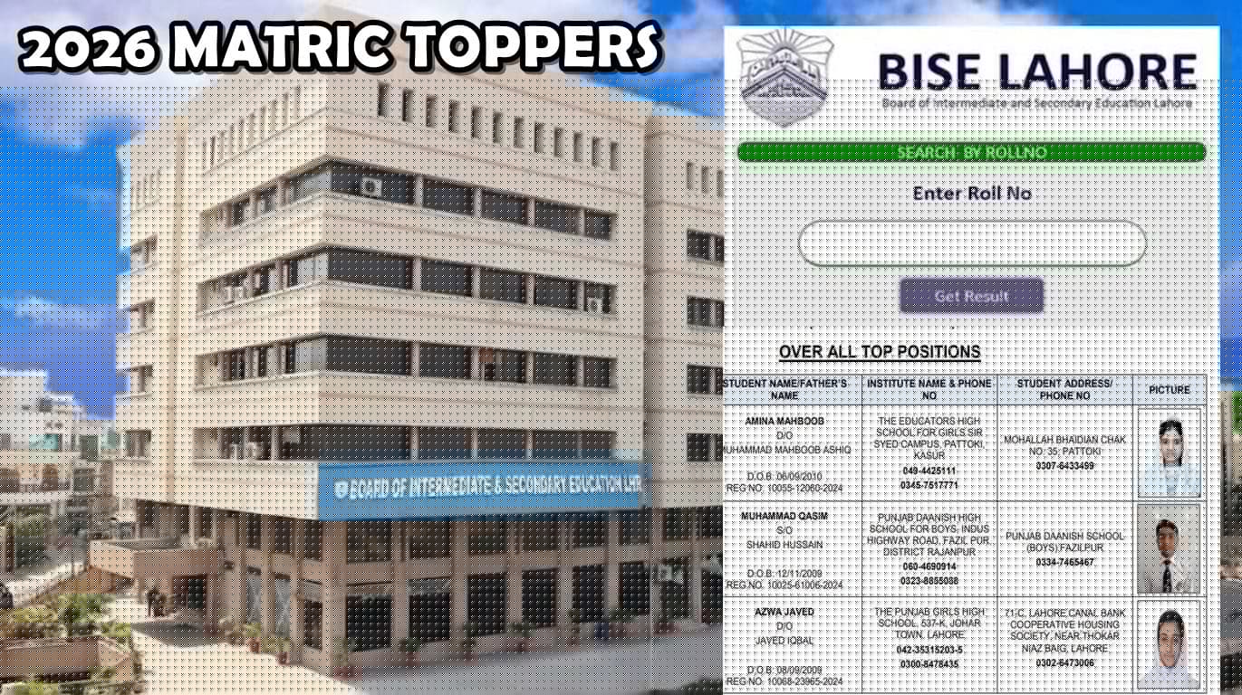 BISE Lahore Matric Result 2026: Top Position Holders