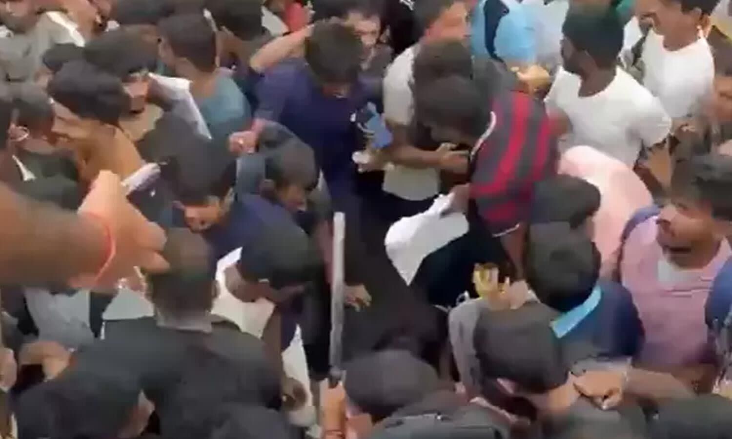 Youth gather at Saroornagar stadium in Hyderabad for HYDRAA recruitment