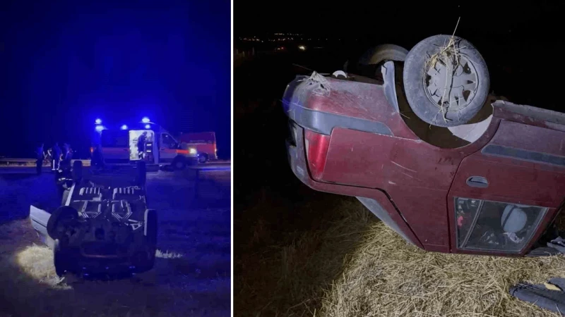 Çanakkale’de kontrolden çıkan otomobil tarlaya uçtu