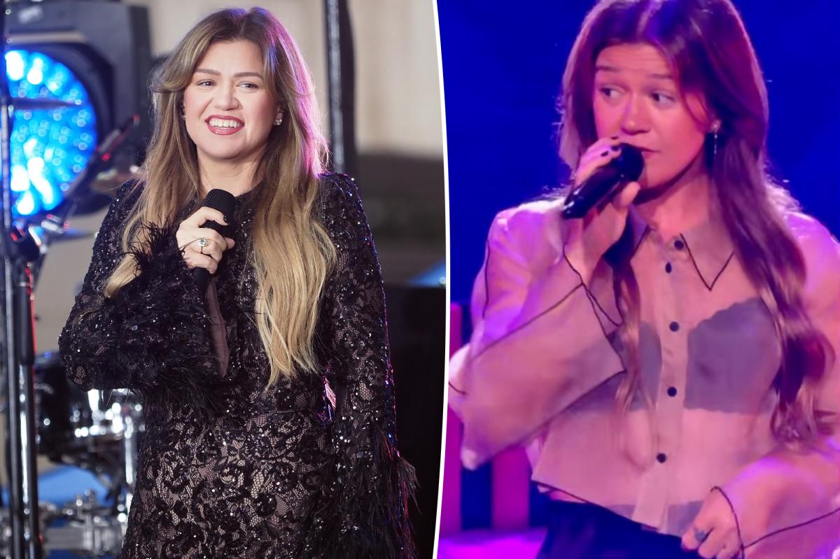Kelly Clarkson jokes about her ‘perfect’ boobs while narrowly avoiding wardrobe malfunction