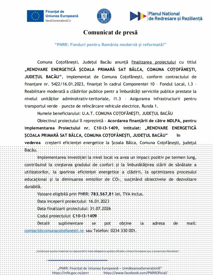 Comunicat de presă