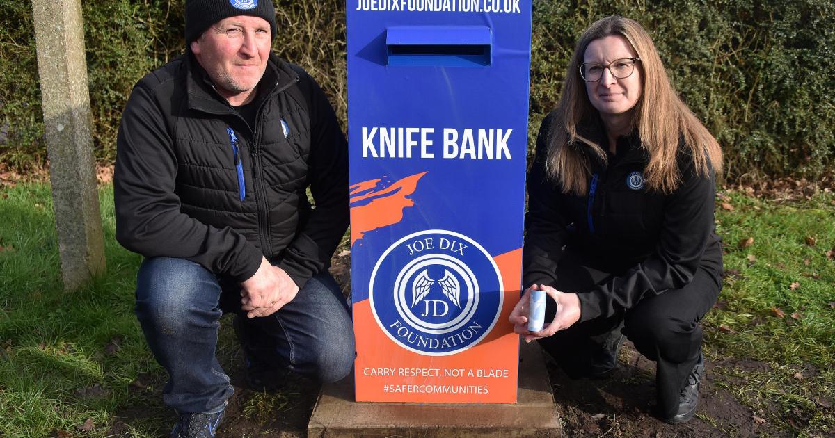 Parents unveil county's first knife bin to mark anniversary of son's murder