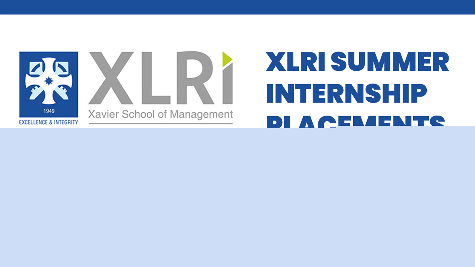 XLRI Summer Internship Placements