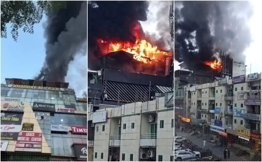 Huge Fire breaks out at Islamabad’s I-8 Markaz Restaurant; Firefighting underway