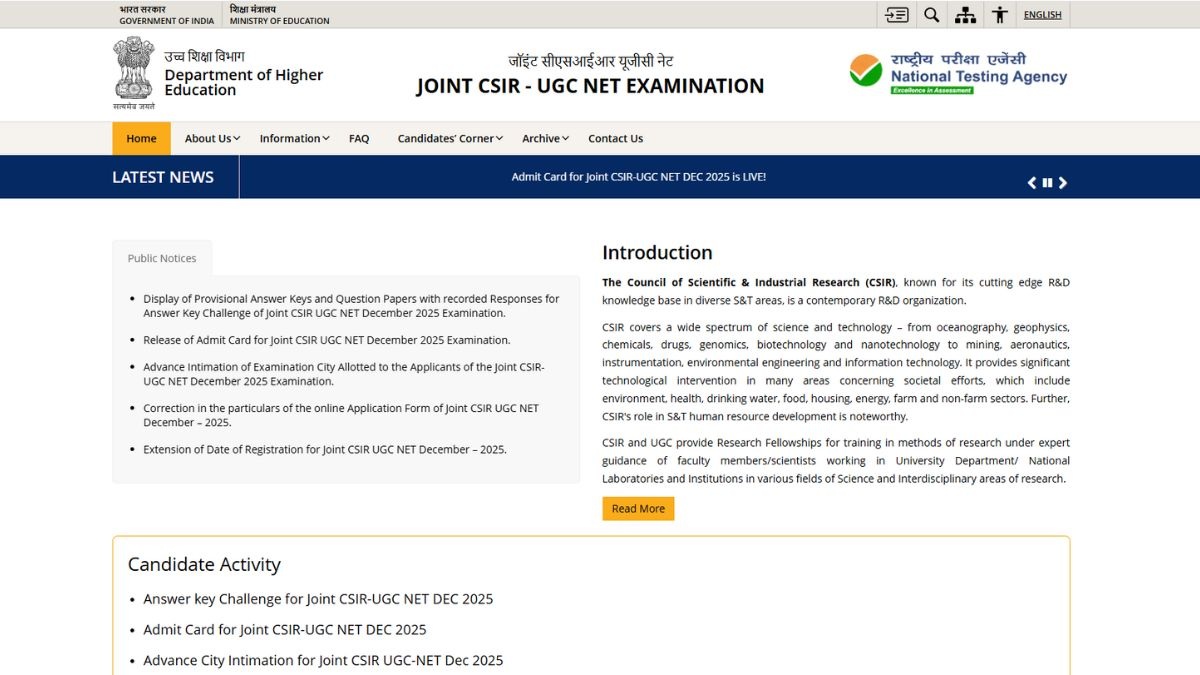 CSIR UGC NET December result 2025 at csirnet.nta.nic.in soon; how to download scorecard PDF