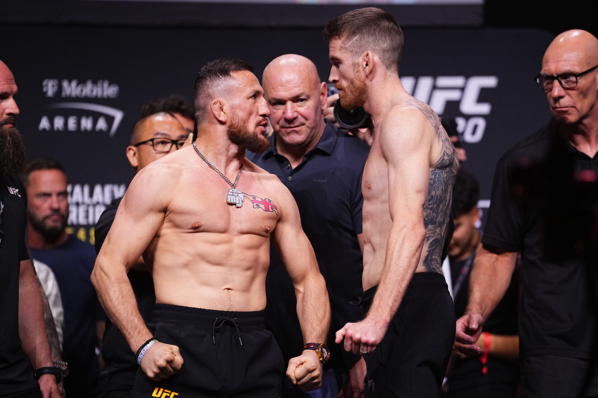 Merab Dvalishvili called a ‘mad man’ for three-word message to Cory Sandhagen during final UFC 320 face-off