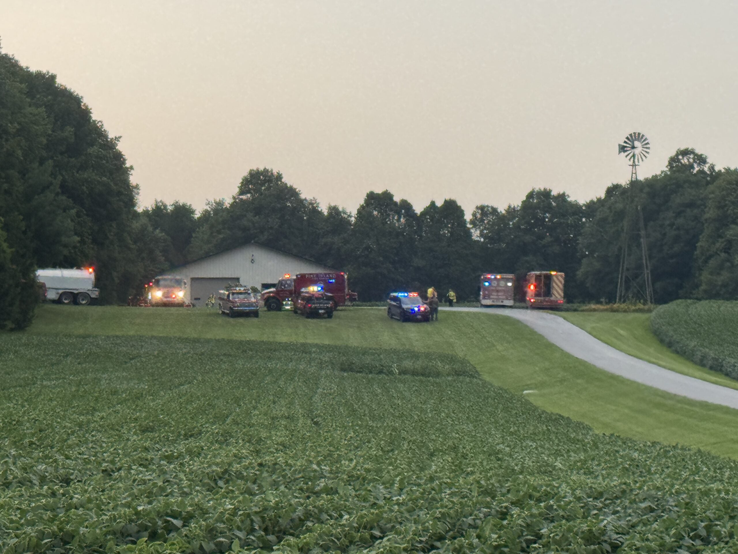Crews battle structure fire near Pine Island