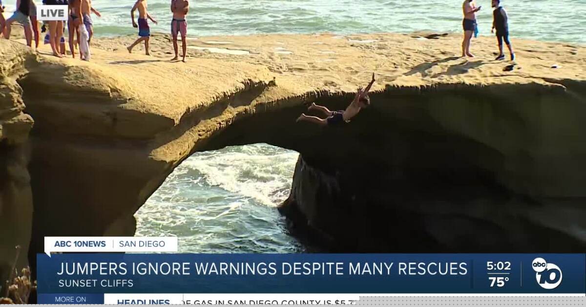 Cliff jumping continues as people ignore warnings despite multiple rescues at Sunset Cliffs