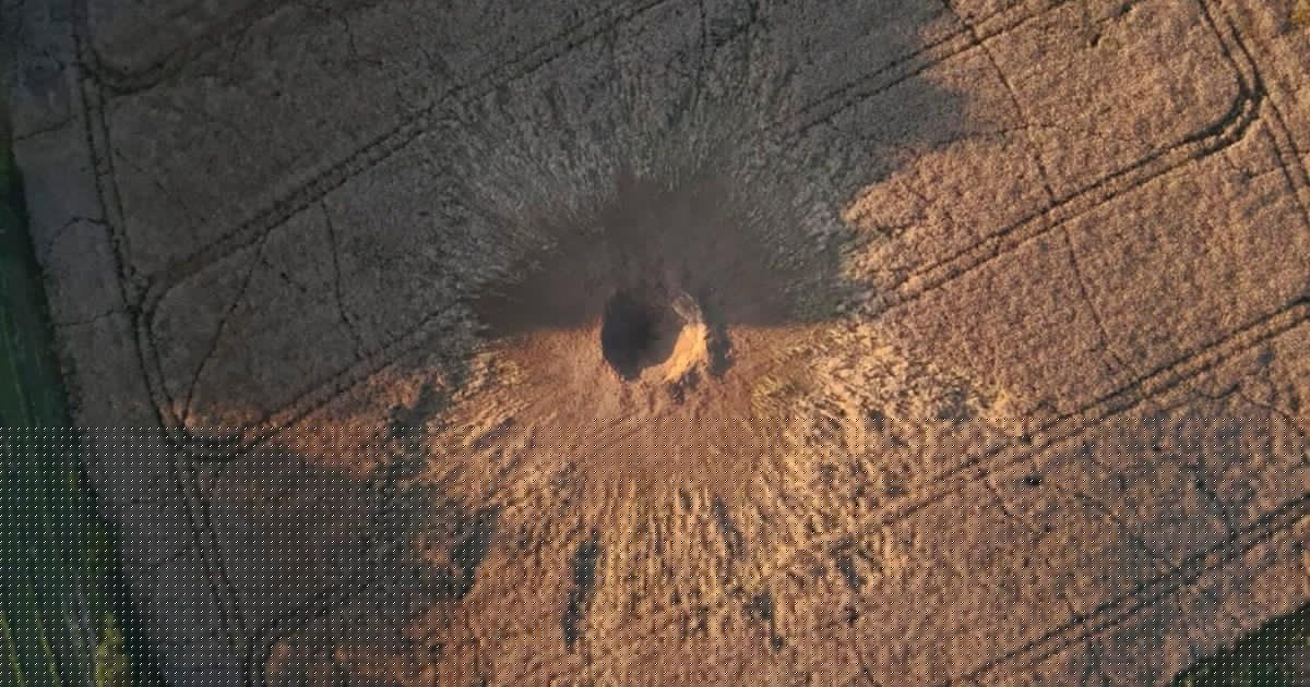 ‘Russian missile’ leaves 33ft crater in Nato territory after hitting Polish field