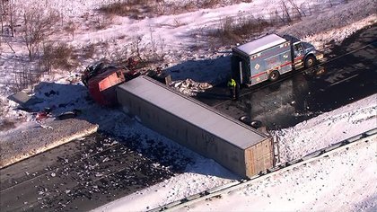 Overturned tractor-trailer shuts westbound Maryland Route 32 near NSA exit, police say