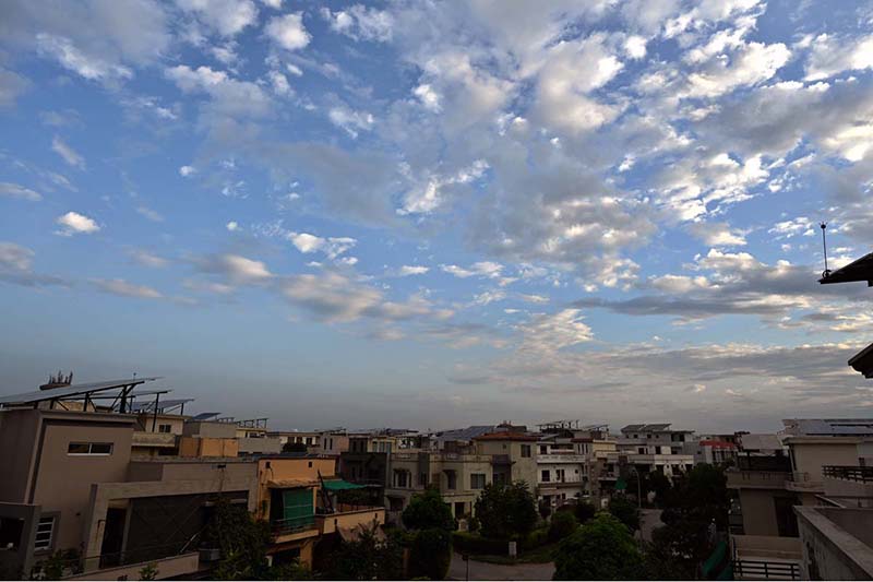 An attractive view of clouds hovering over the skies of Federal Capital during morning time