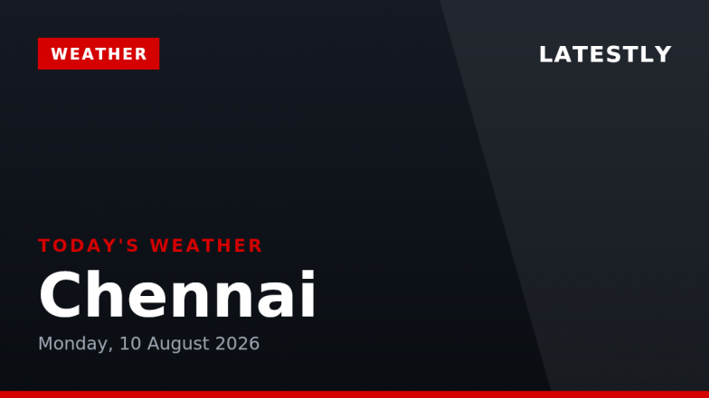 Chennai Weather Forecast & Update for Today, Monday, 10 August 2026: Mainly Clear Skies With High Humidity and a Peak of, High of 34°C