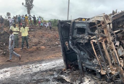 Tanker fire destroys three vehicles, power line in Ogun
