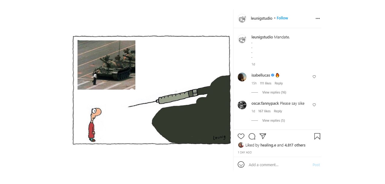 Michael Leunig Condemned For Cartoon Comparing Vaccine Mandates To Tiananmen Square Massacre