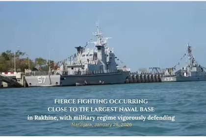 Fierce fighting occurring close to the largest naval base in Rakhine, with military regime vigorously defending