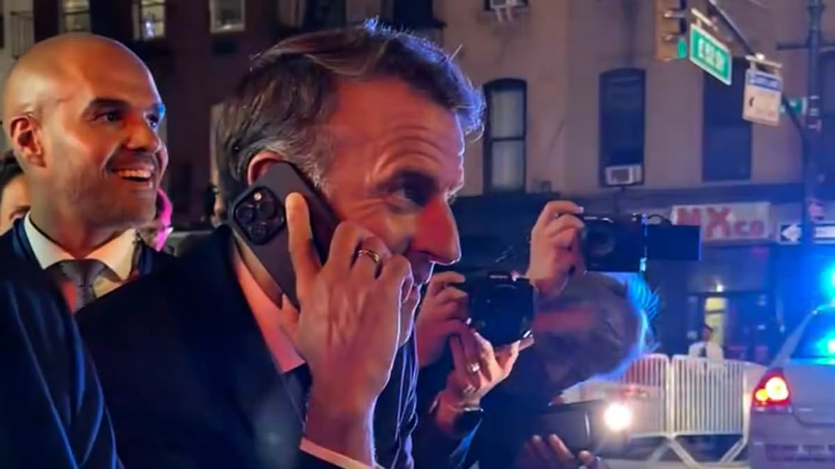 Excusez-moi! Awkward moment Emmanuel Macron rings Trump for help after his motorcade is stopped by cops in New York... but ends up having to get out and walk