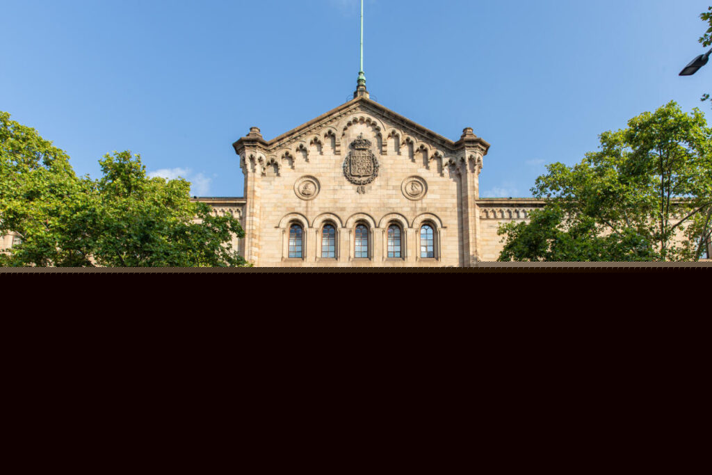 La Universitat de Barcelona exhibeix el nom de la institució a la façana de l’edifici històric