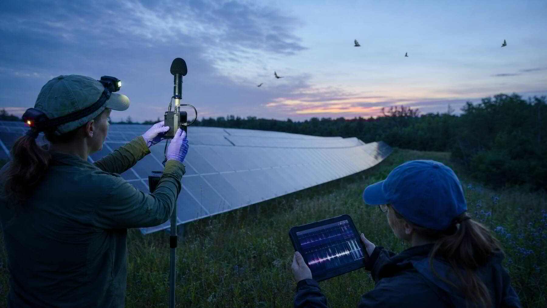 Investigadores instalaron micrófonos en parques solares para entender más sobre su impacto en animales e interceptaron «mensajes» entre distintas especies de murciélagos que sugerían que preferían irse a otros lugares