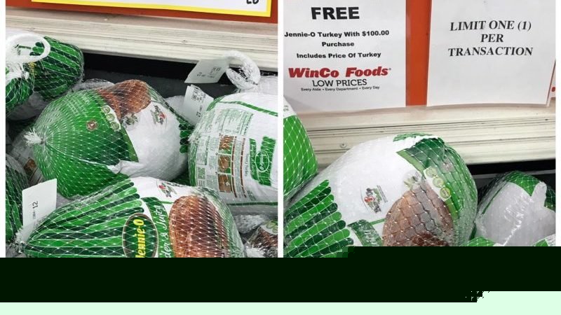 WinCo: FREE Turkey with $125 Purchase through 11/26