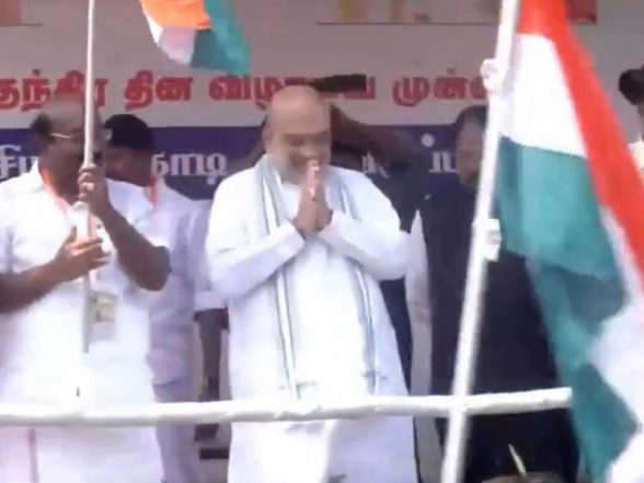 India News | Home Minister Amit Shah Participates in 'Har Ghar Tiranga Yatra' in Puducherry