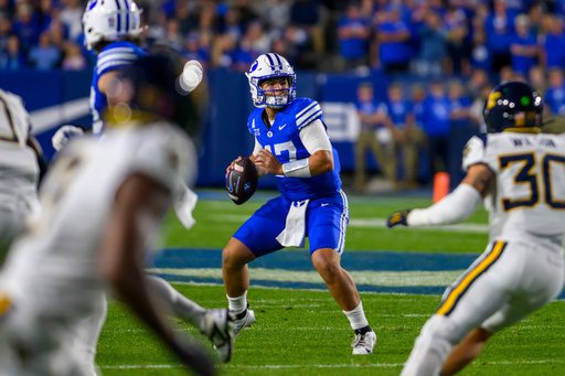 Bear Bachmeier throws for career-high 351 yards to lead No. 23 BYU past West Virginia, 38-24
