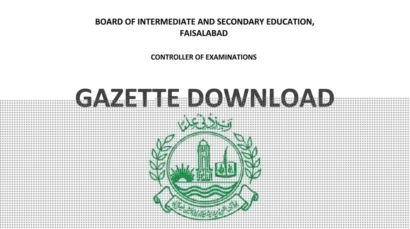 BISE Faisalabad Matric Class 10 Gazette 2026 PDF Download