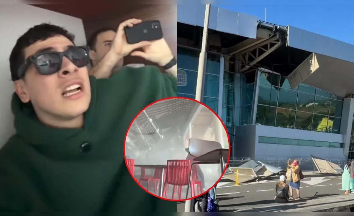 Influencer graba el preciso momento del terremoto en Colombia y capta cómo se desploma el techo del aeropuerto