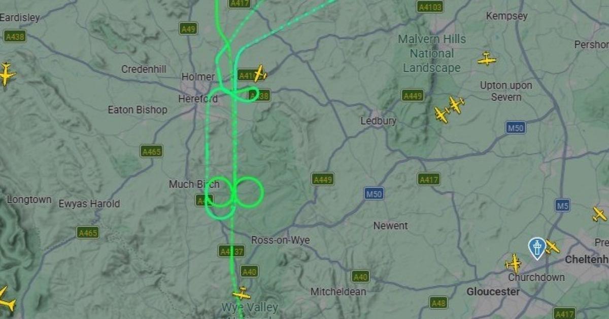 Pilot appears to draw suggestive shape in sky above Herefordshire