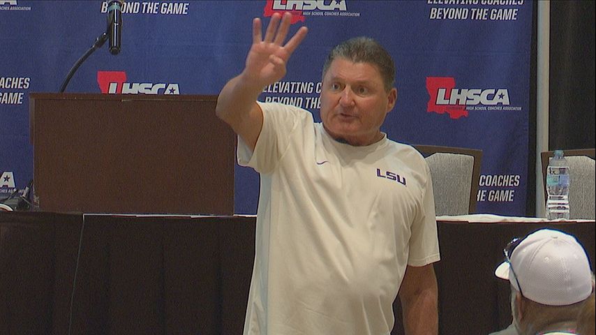 Ed Orgeron and Will Wade speak at LHSCA Convention