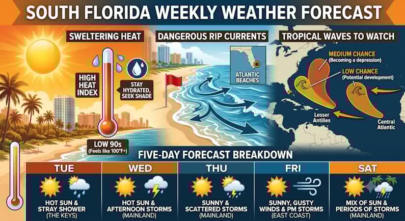South Florida Weather: Sweltering Heat, Dangerous Rip Currents, and Atlantic Tropical Waves to Watch