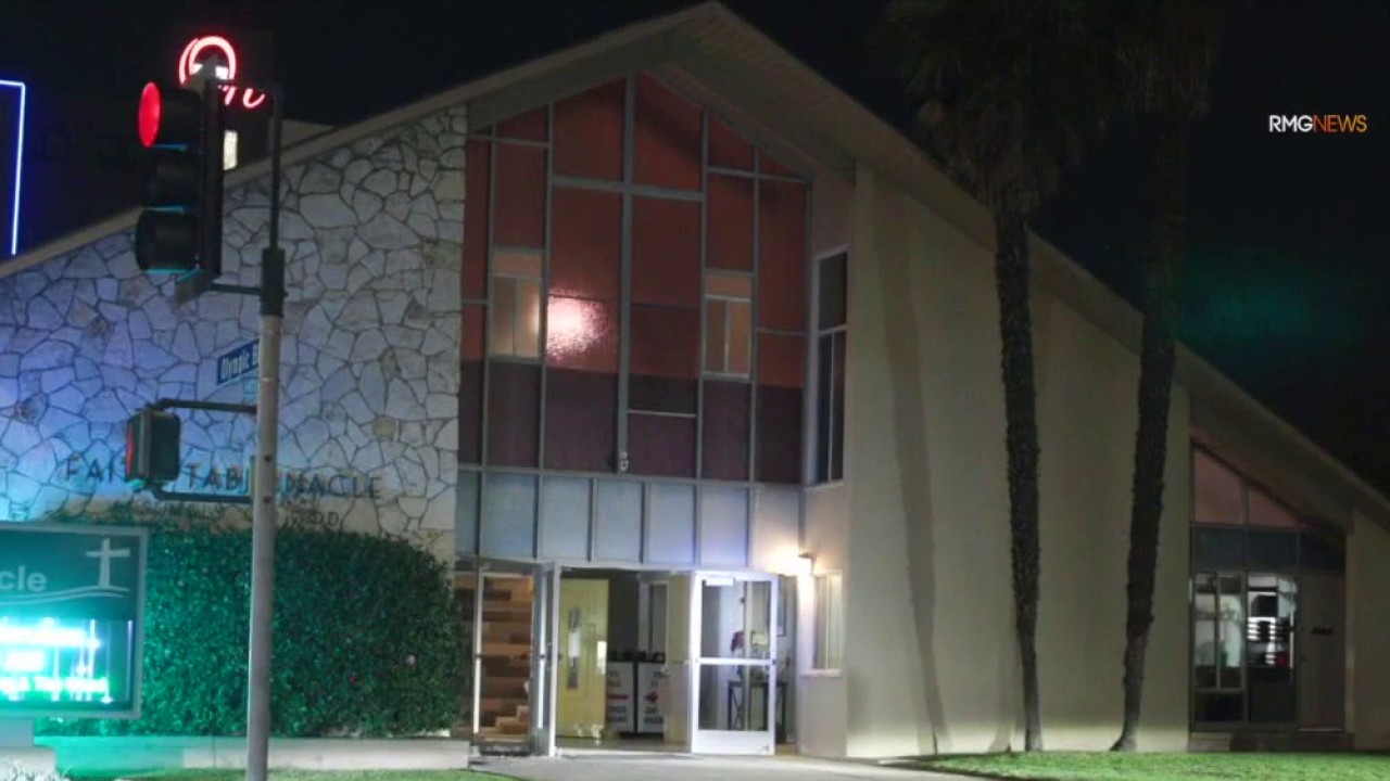West LA church entrance smashed