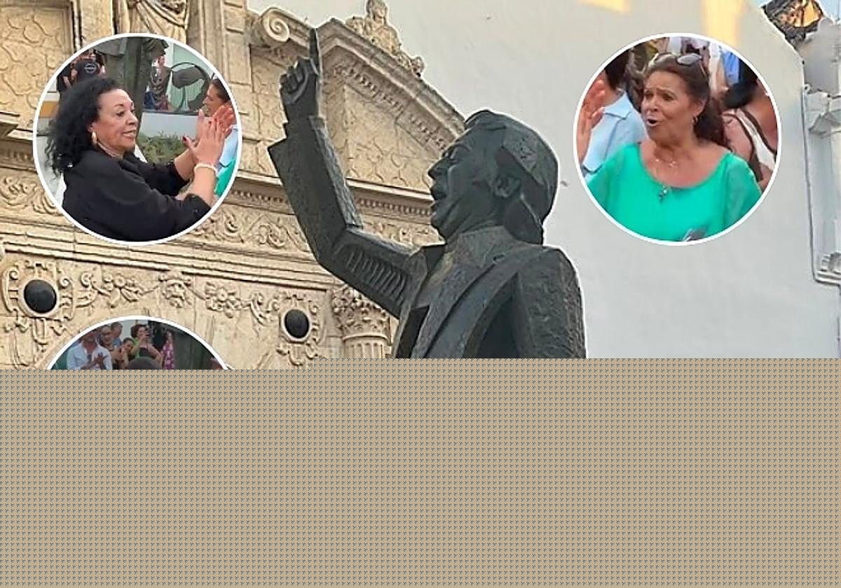 El homenaje a 'El Lebrijano' en Lebrija acaba en una emotiva fiesta flamenca improvisada a los pies de su monumento