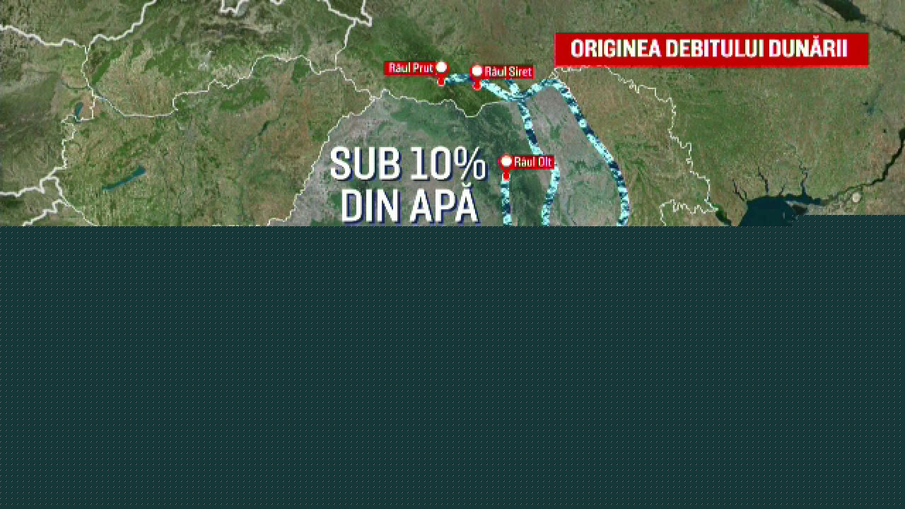 Dunărea ajunge în România secătuită de seceta extremă din amonte. De unde primește fluviul cea mai multă apă | HARTĂ