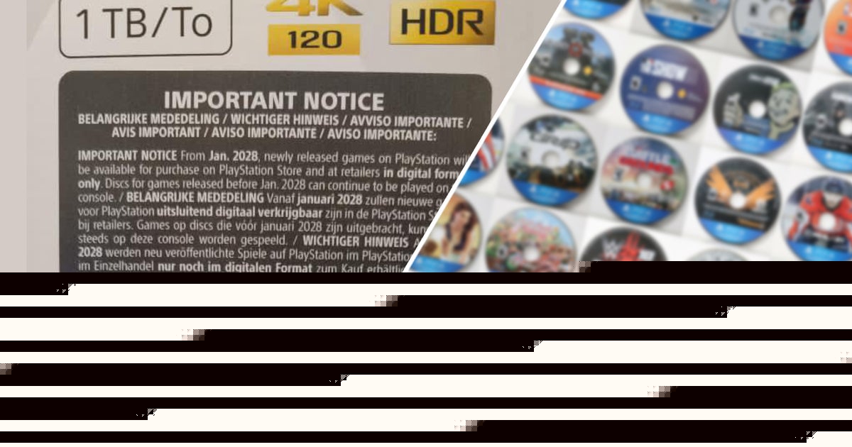 Sony appears to be putting labels on PS5 console boxes to warn people it's ending disc production