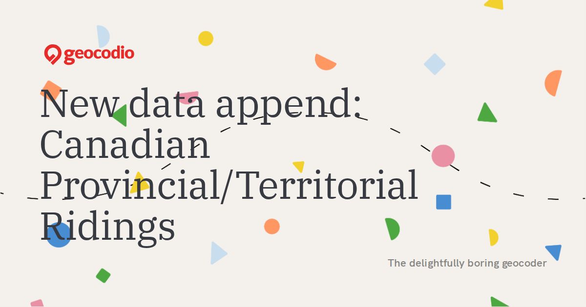 New data append: Canadian Provincial/Territorial Ridings