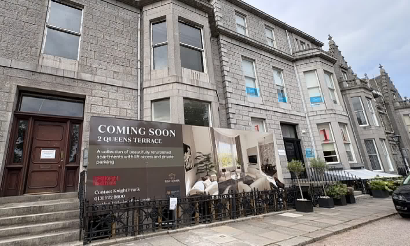 Developer told to take down Queen’s Terrace ‘security’ hoarding used to advertise flats at listed Aberdeen building