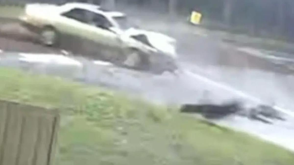 Two men have thrown through the air after horror collision