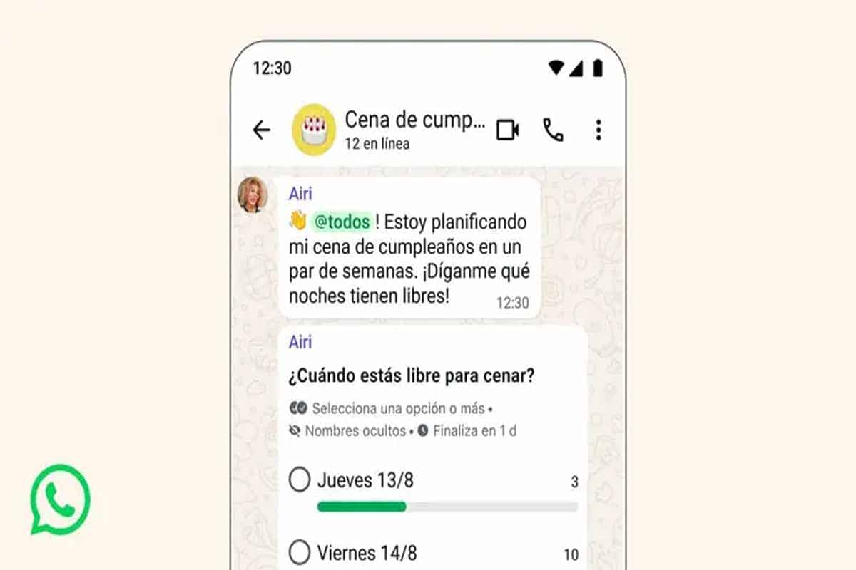 WhatsApp activa encuestas y menciones para grupos