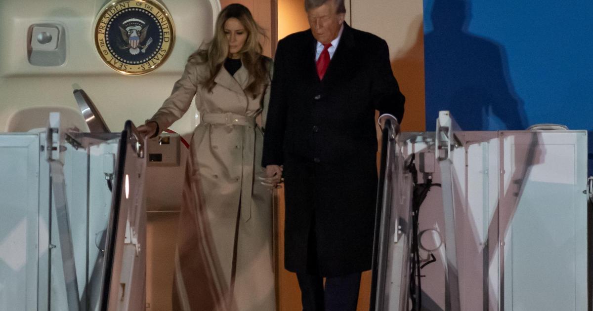 US President Donald Trump lands at London Stansted in Air Force One