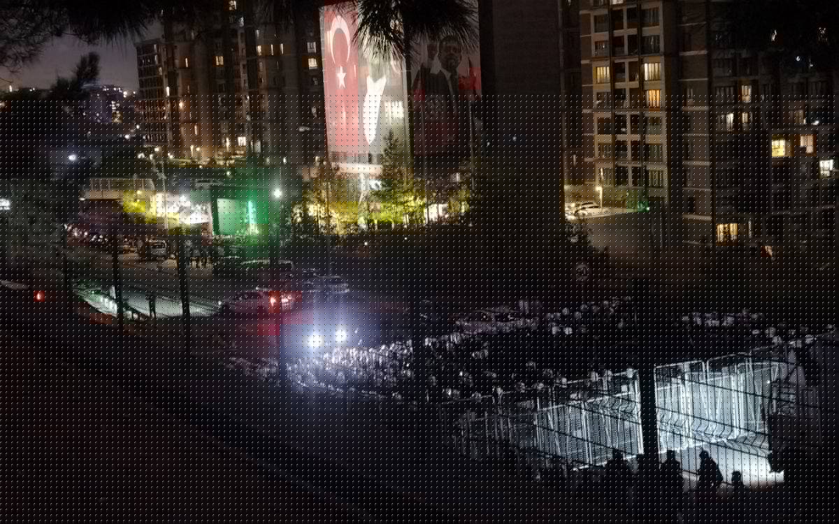 On a Sunday midnight, the police blockades the main opposition party building…