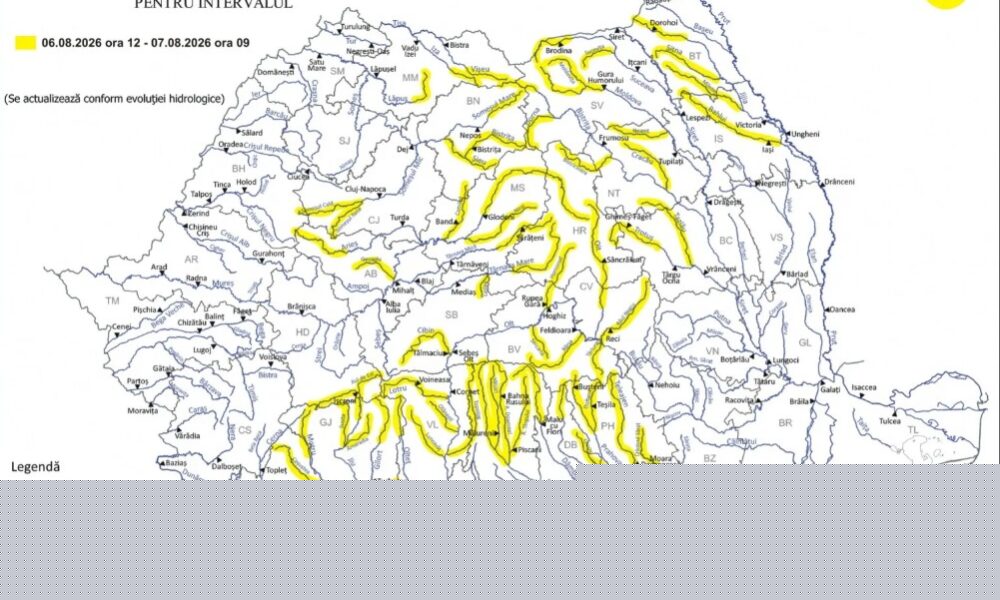 Vremea o ia razna, rupere de nori în 26 de județe. Alertă meteo de inundații, județele vizate de ploi torențiale