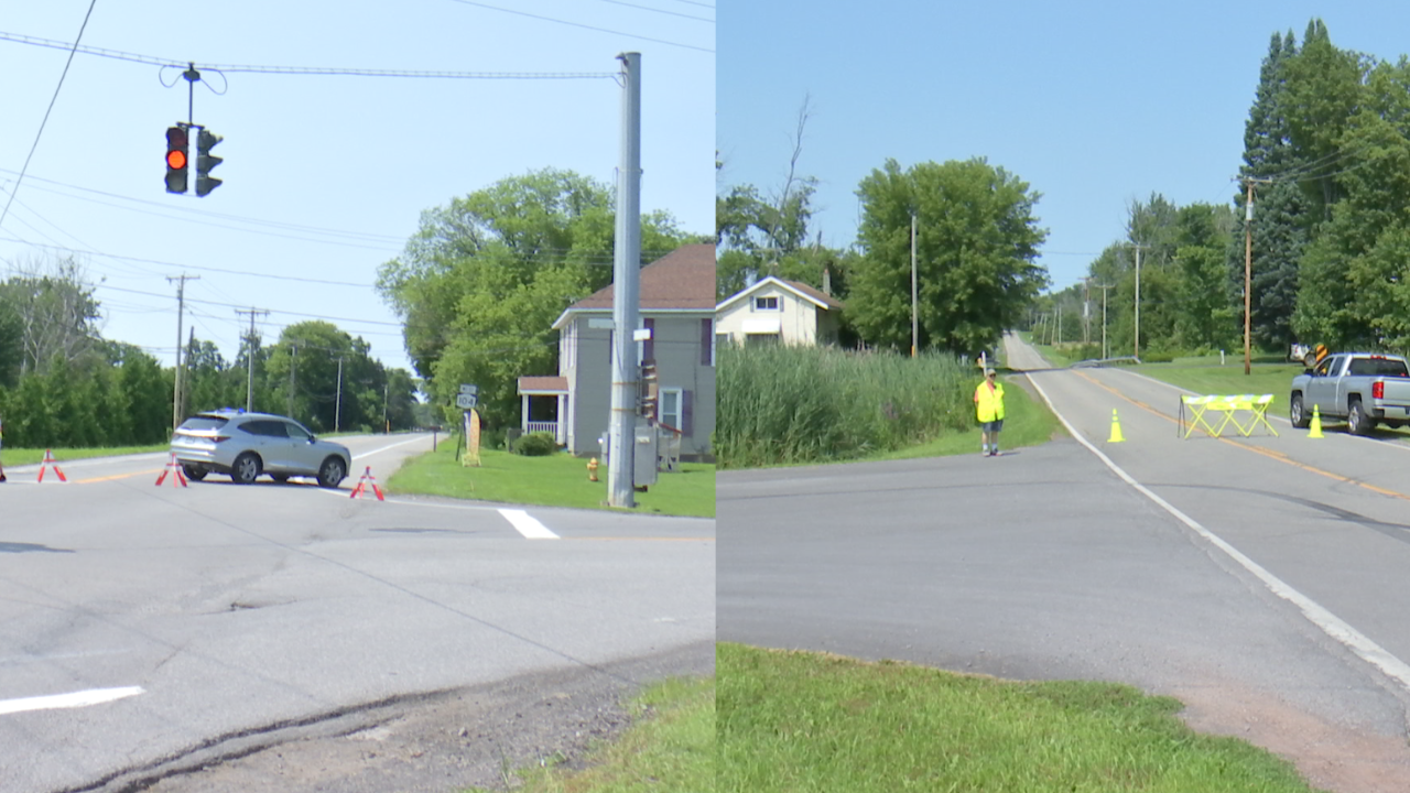 Part of Monroe-Orleans County Line Road closed near Redman Road on Sunday afternoon
