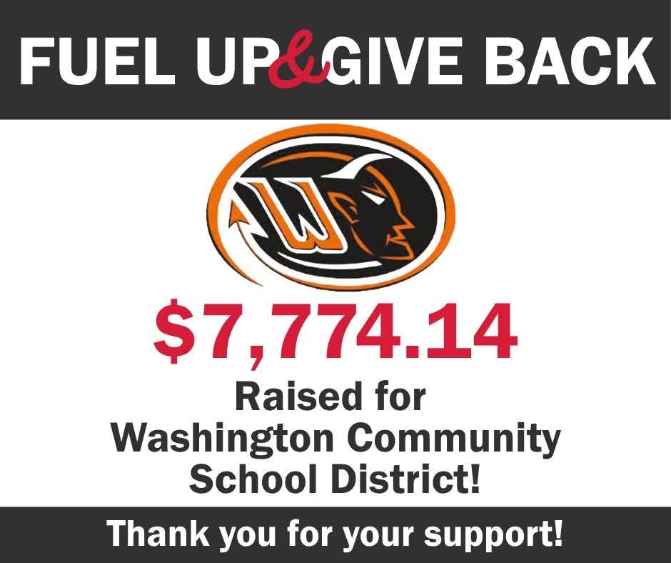 Over $7,000 Raised for Washington School District in Fuel Give Back Program