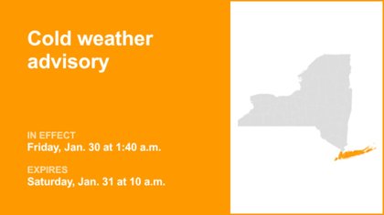 NY weather: Cold weather advisory for part of New York until Saturday morning – negative wind chills