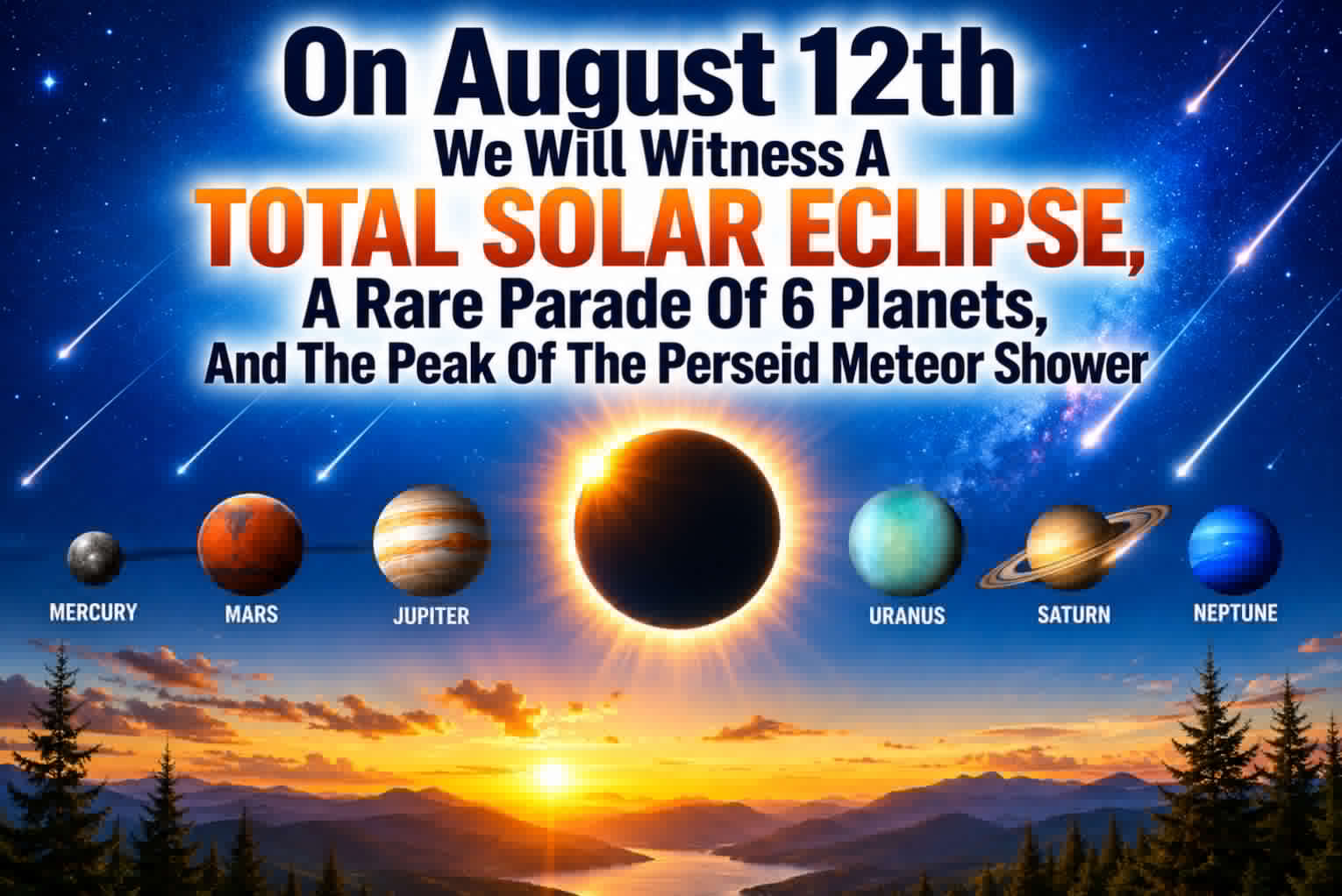 On August 12th We Will Witness A Total Solar Eclipse, A Rare Parade Of 6 Planets, And The Peak Of The Perseid Meteor Shower