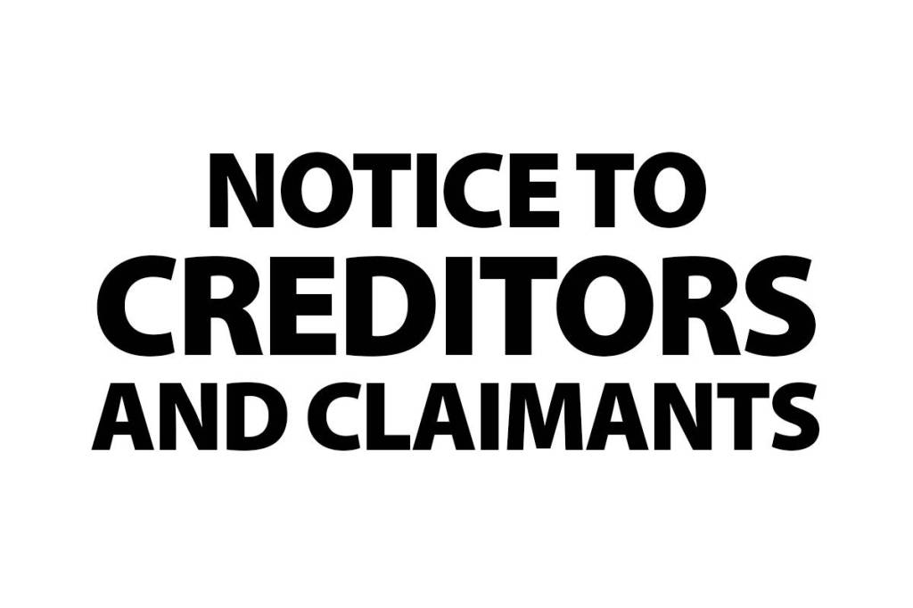 NOTICE TO CREDITORS AND CLAIMANTS: Estate of Marjorie Lola Stewart who died on November 8, 2025