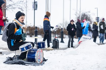 Frigid temperatures don’t deter anti-ICE protesters in Saginaw