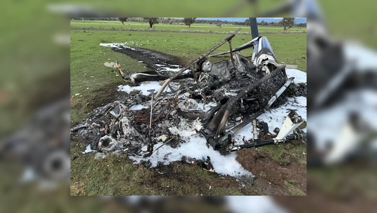 Eurocopter pilot escapes burning helicopter after wirestrike